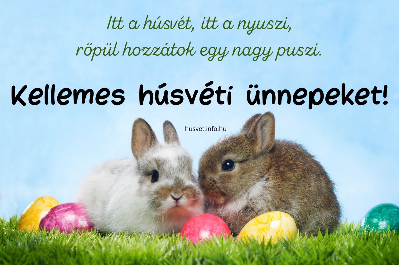 húsvéti nyuszi képeslap idézettel, kellemes húsvéti ünnepeket