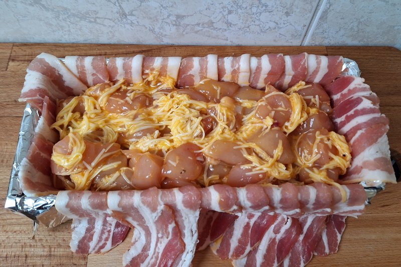baconos csirkemell torta készítése