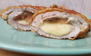 sajttal sonkával töltött karaj rántva, sertés cordon bleu